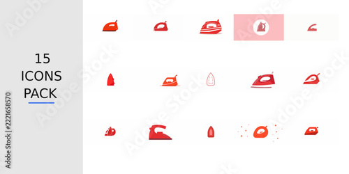 Red Flat Iron Icon – Solid Red Vector Symbol for Apps, Websites, UI Kits, Mobile Interfaces, Presentations, Infographics and Modern Digital Design Projects