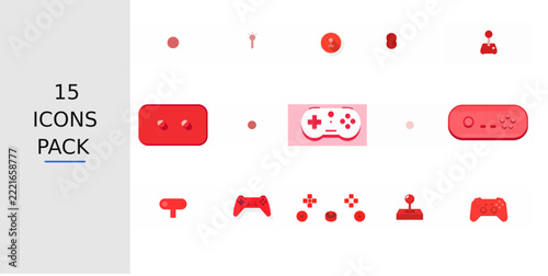 Red Flat Joystick Icon – Solid Red Vector Symbol for Apps, Websites, UI Kits, Mobile Interfaces, Presentations, Infographics and Modern Digital Design Projects