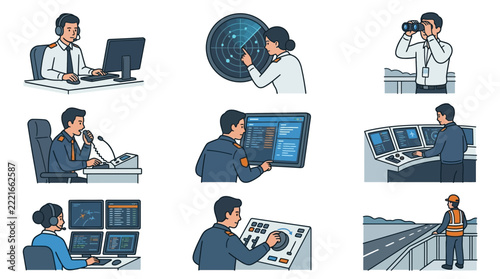 Professional Aviation and Maritime Traffic Control Operators Performing Surveillance and Navigation Tasks