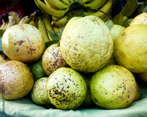 Fresh Ripe Guavas Displayed at a Local Fruit Market