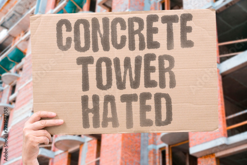 Obraz na plátně "Concrete tower hated" Locals despise huge grey building dominating their skyline for many decades