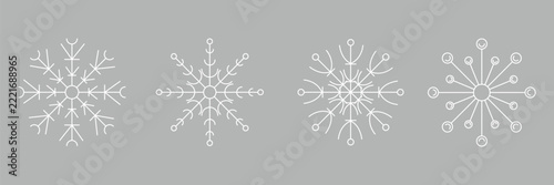 Snowflake web icons in outline style. Icons as snowflakes, winter, snow, snowfall. Snowflake line art icon set with winter ice cold frost symbols on isolated background. 