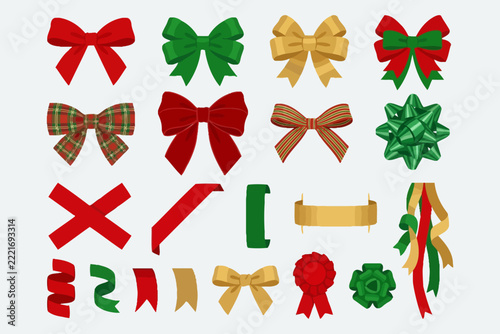 set of christmas ribbons