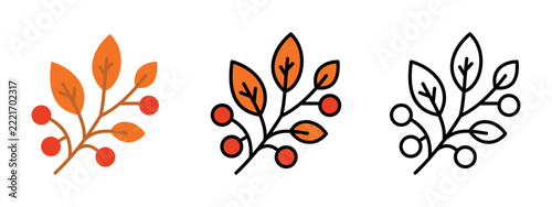 Autumn branch with colorful leaves and berries for fall season
