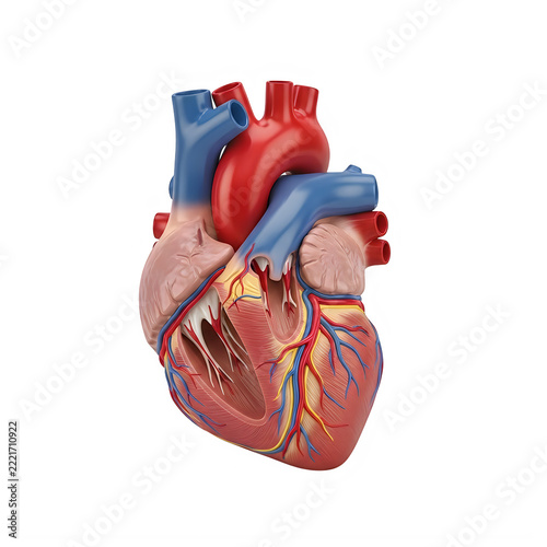 A human heart with visible arteries and veins