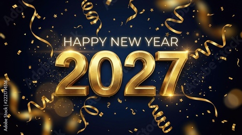 Celebrating the arrival of 2027 a golden new year filled with hope and joyful festivities