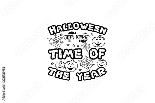 Halloween typography illustration features jack o lanterns spiderwebs and stars on a white background jackolantern jack o