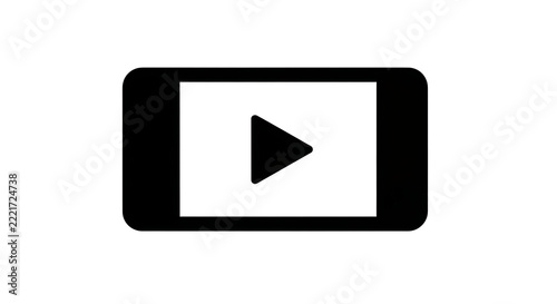 Black smartphone icon with play button symbol isolated on a