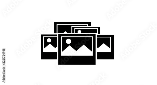 Stack of printed photographs isolated on transparent background for