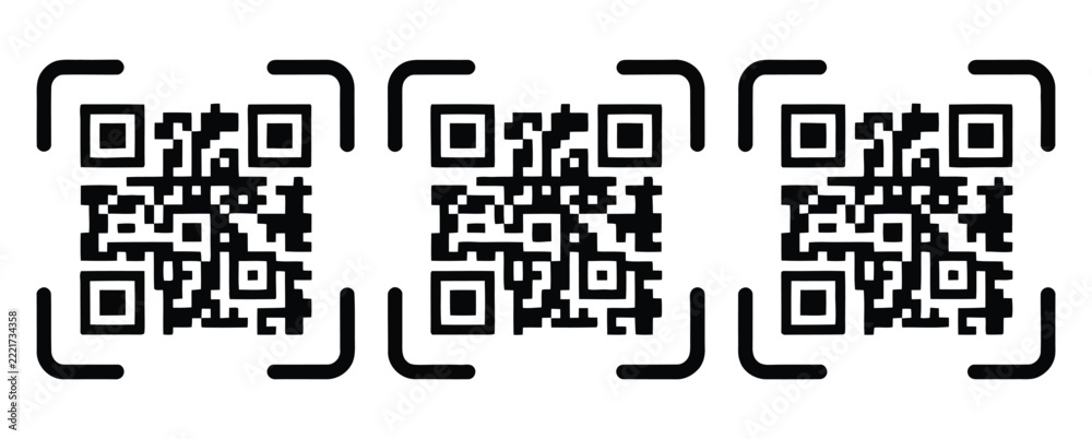 Fototapeta premium Multiple QR Code Scan Icons with Clean Designs for Payment Processing, Information Access, E Commerce, and User Interface Navigation