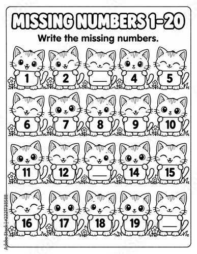 Kids Missing Numbers Worksheet Printable Activity Template