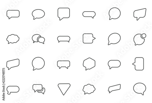 Outline speech bubble icons on transparent background for chat and messaging.