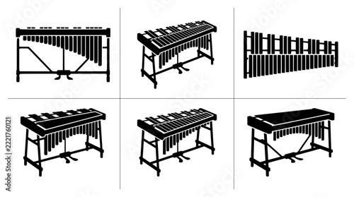 Obraz na plátně Vibraphone silhouettes set with musical instruments for logo and signage