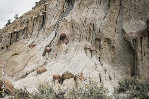 Round shapped rocks in theodore roosevelt national park