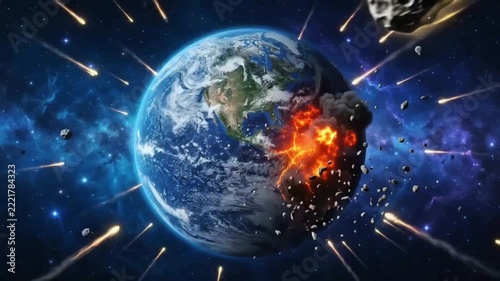 Earth Under Meteor Impact and Cosmic Explosion