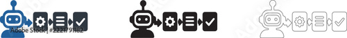 AI Robot Task Checklist and Workflow Verification Icon Set