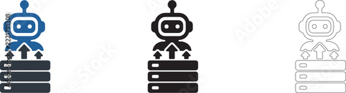 AI Robot Data Processing and Server Management Icon