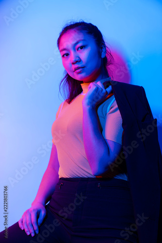 Neon Fashion Portrait of a Young Asian Woman