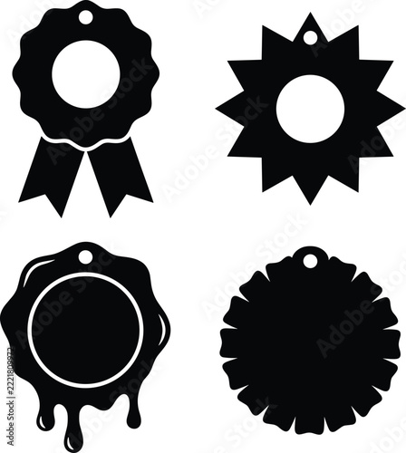 Set of Gold Award Vector Labels and Ribbon Badges Illustration