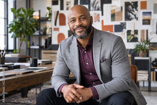 African American Creative Business Owner Smiling in a Design Office
