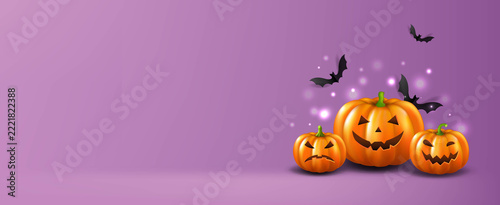 Halloween With Bats And Pumpkin Postcard