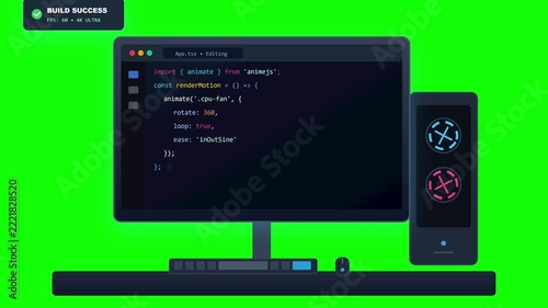 Coding Environment Vector with Green Screen