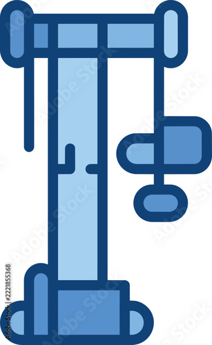 Isolated clipart of a blue vintage typewriter with keys and carriage