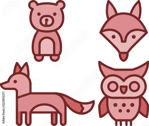 Adorable cartoon animals isolated clipart for children educational