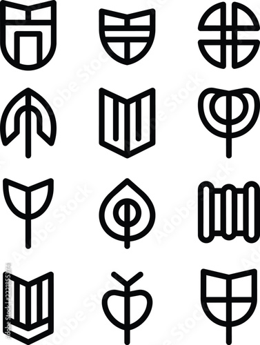 Ancient egyptian hieroglyphic symbols and glyphs isolated clipart for