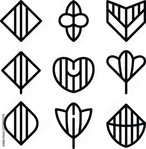 Isolated transparent clipart geometric heart and arrow shapes for