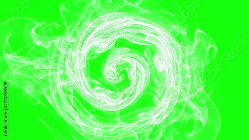 Swirling ethereal vapor particles looping seamlessly against a vibrant chroma key green screen background