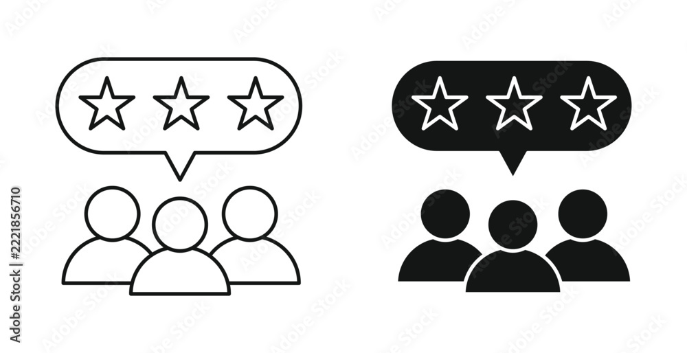 Customer review icon with star rating. Client feedback and satisfaction ...