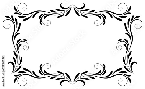 Floral Frame Ornament. Graceful decorative element for decor and text greeting or invitation card design.