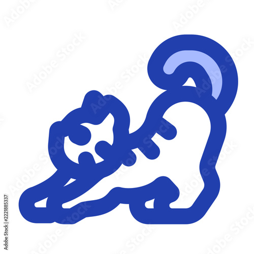 Streching Cat A playful and modern blue icon crafted for pet lovers, animal themed websites, mobile apps, UI/UX projects, social media, presentations, and creative digital products.