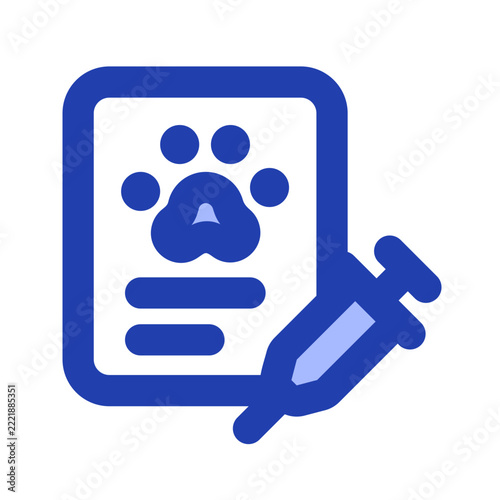 Vaccine Certificate A playful and modern blue icon crafted for pet lovers, animal themed websites, mobile apps, UI/UX projects, social media, presentations, and creative digital products.