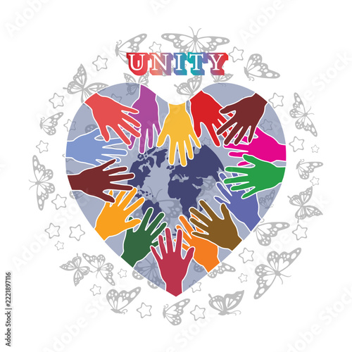 Hand drawing of unity and peace of the world illustration vector