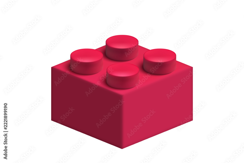 Naklejka premium Realistic pink plastic constructor part 2x2 isolated on transparent background. Vector illustration png