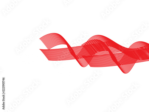 Red wavy lines abstract graphic element isolated on transparent