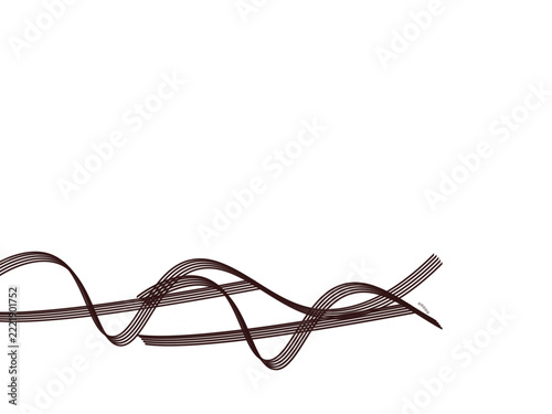 Dark brown wavy lines abstract graphic element isolated on