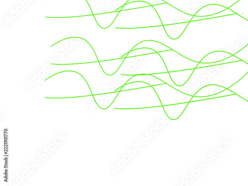 Bright neon green wavy lines isolated on transparent background for
