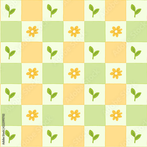 SEamless Pattern of hand drawn flowers and leaves