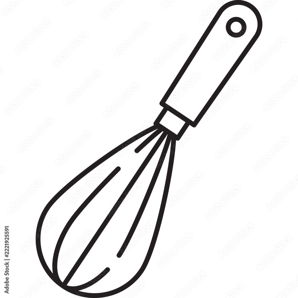 Fototapeta premium Kitchen Whisk Line Art Icon