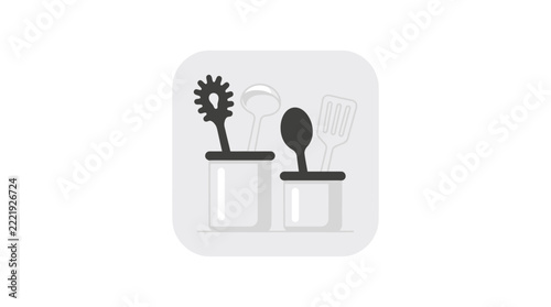 Kitchen Utensil Icon Set | Cooking Tool Illustration | Minimalist Gray Scale
