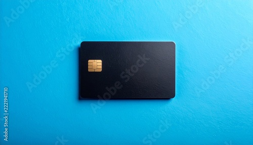 Modern Payment Card on Blue Background, Financial Technology Concept