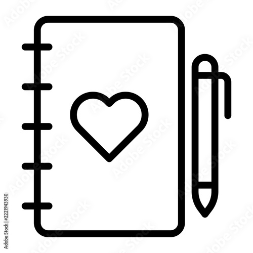 Self Care Journal Outline Line Icon for Mental Wellness
