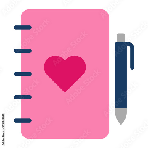 Self Care Journal Flat Color Icon for Mental Wellness

