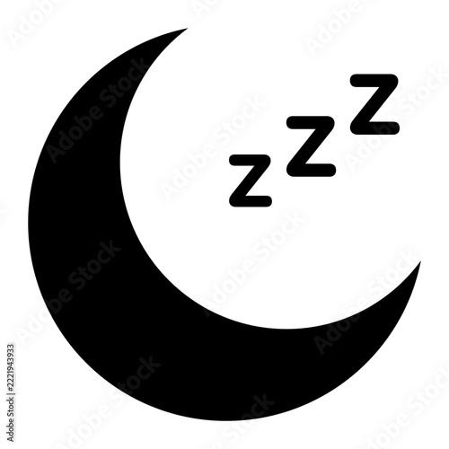 Sleep Moon Black Glyph Icon for Restful Sleep Wellness
