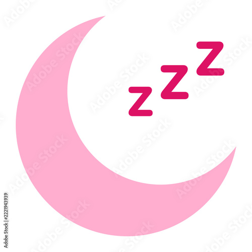Sleep Moon Flat Color Icon for Restful Sleep Wellness
