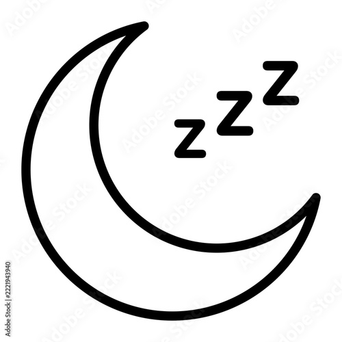 Sleep Moon Outline Line Icon for Restful Sleep Wellness
