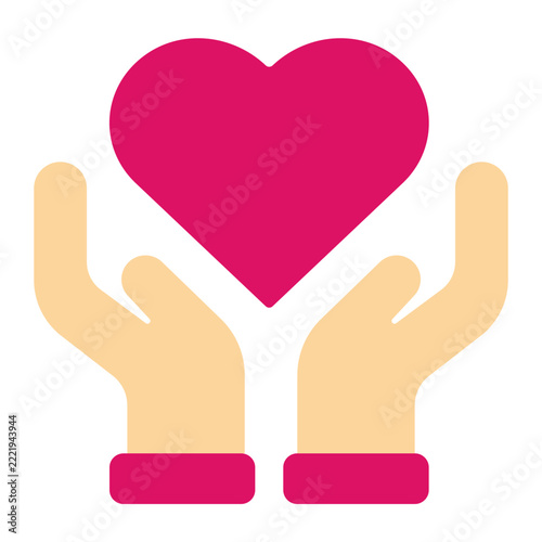 Support Hands Heart Flat Color Icon for Emotional Support
